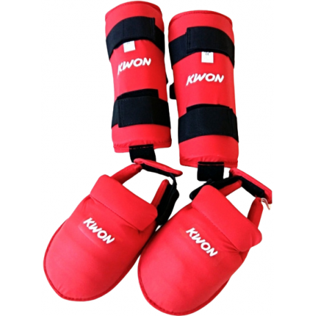Sada chráničů na karate nárt + holeň KWON červená